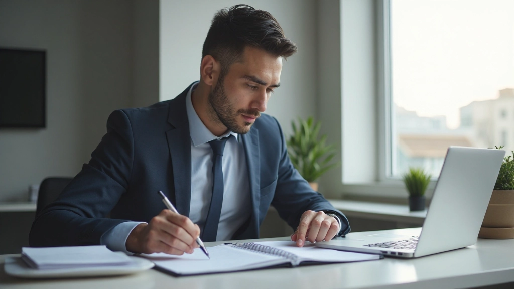 Предприниматель работает с календарем и планировщиком на столе