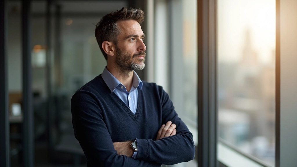 Вдохновляющий портрет успешного казахского предпринимателя в офисе