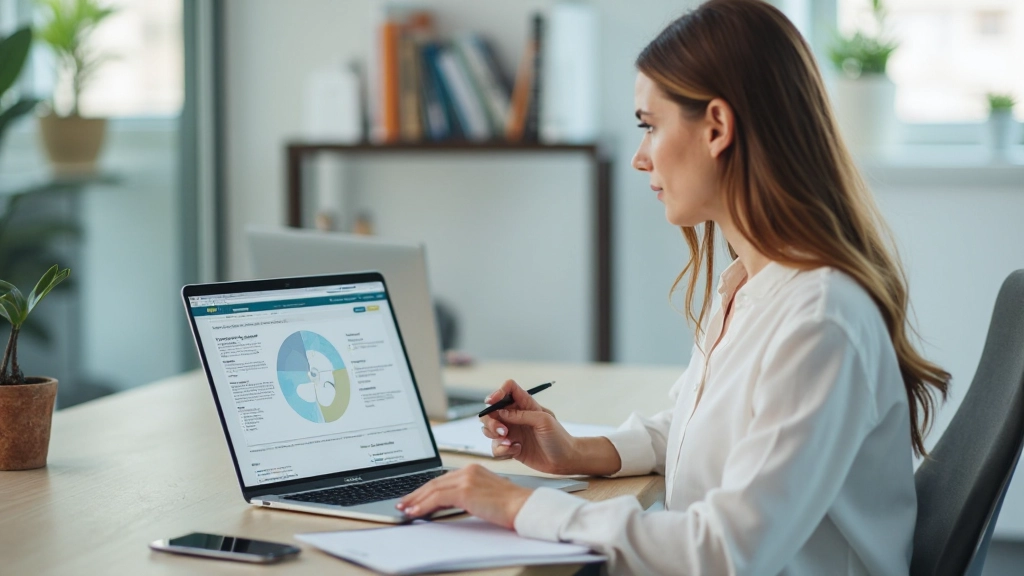 Портативный компьютер с таблицей SMART целей и метриками отслеживания на экране